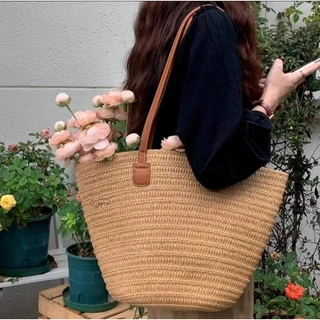 Bolsa de palha de grande capacidade para férias casuais praia portátil nova moda bolsa de ombro tecida
