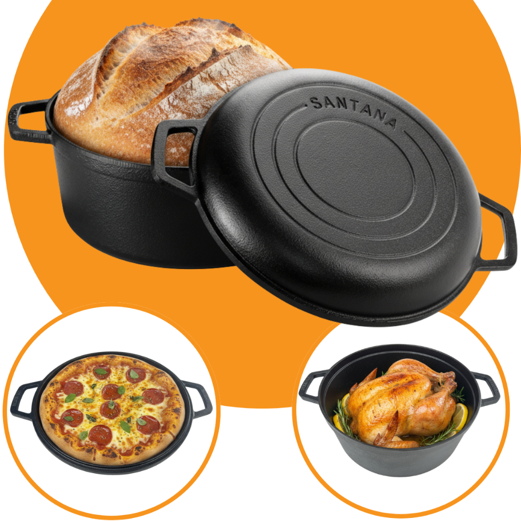 Panela Forno Holandês para Assar Pão Ferro Fundido Duo Multiuso ...