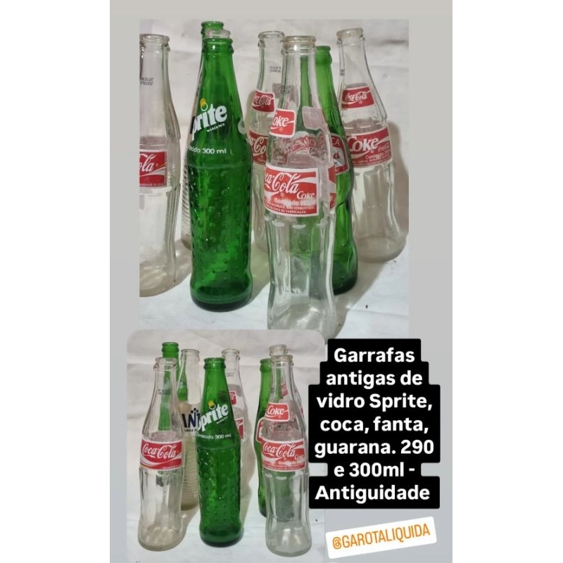 Garrafa antiga refrigerante fanta, coca, guarana, sprite 290 e 300ml ...