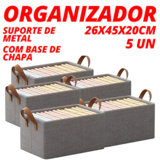 KIT 5 Peças Organizador 26X45X20CM Organizador De Objetos Para Roupas Brinquedos Com Fundo Firme em Oferta na Shopee