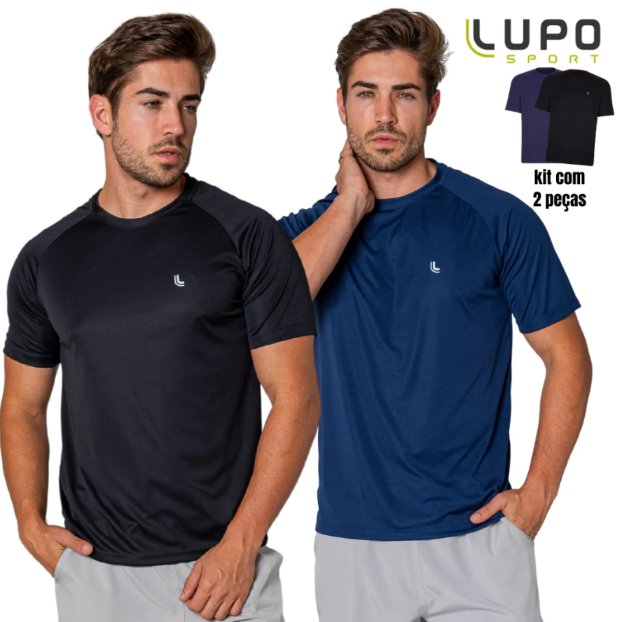 KIT 2 Camisetas Masculina DRY FIT Lupo academia corrida e treinos ...