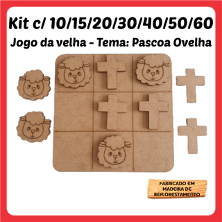 Kits Jogos da velha Ovelha Igreja Cruz Pascoa Jesus Cristo MDF 10cm brinquedo presente lembrancinha em Oferta na Shopee