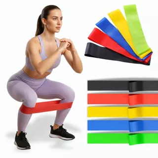 Kit 5 Elástico de Academia Faixas Mini Bands Resistência para Treino Yoga Pilates Fisioterapia Moda Fitness