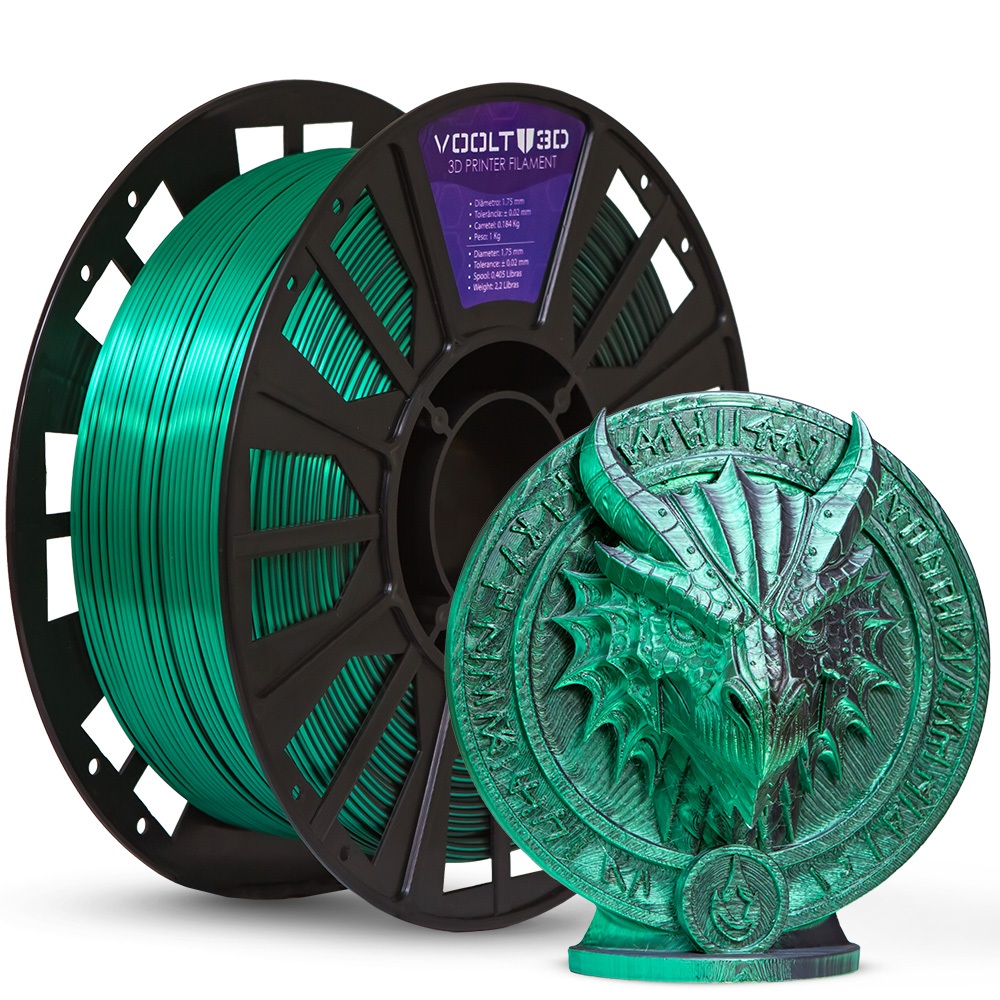 Filamento PLA Duo Color Shadow Verde e Preto 1kg com Efeito de ...