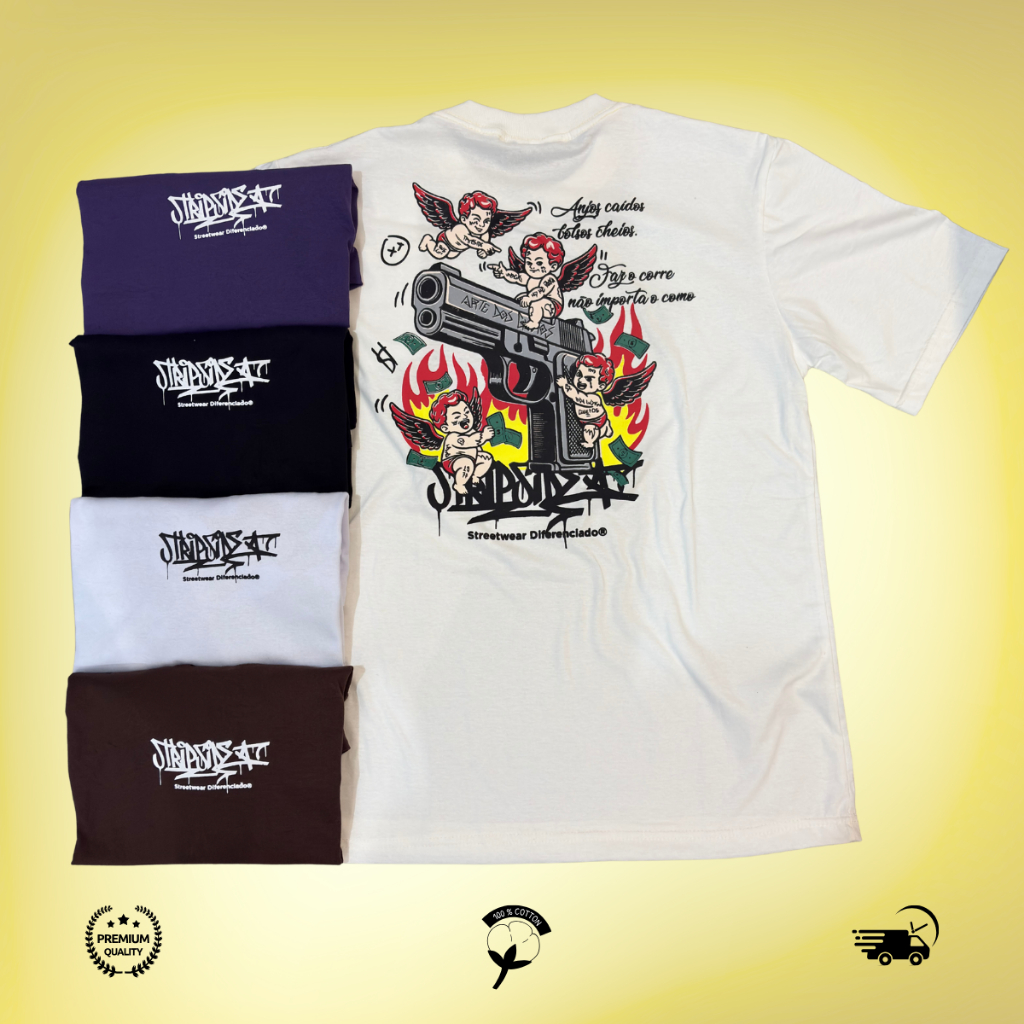 Camiseta masculina Streetwear unissex 100% algodão casual TS Anjos caídos