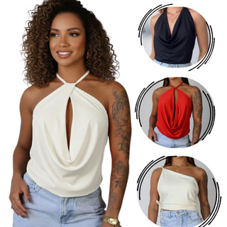 Kit 2 Blusa Feminina Multiformas Cropped Frente Unica Costas Nua Top ...
