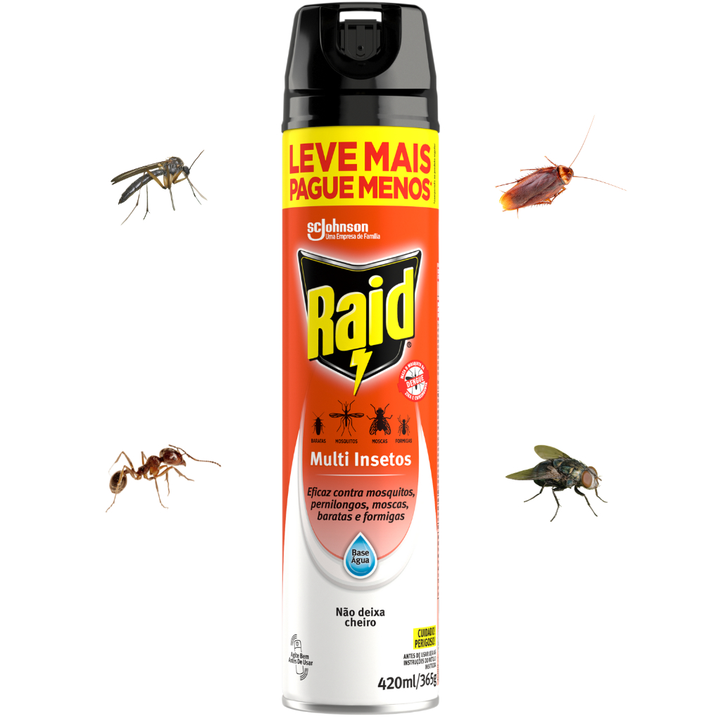 Inseticida raid multiuso sem cheiro a base de água 420 ml contra ...