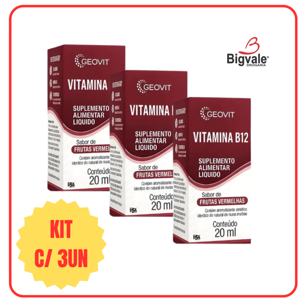 Vitamina B12 gotas 20mL Sabor Frutas Vermelhas Geovit | Shopee Brasil