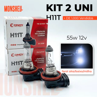 Par Lâmpadas Halógenas Farol Alto Baixo Milha H11t 12v 55w em Oferta na Shopee