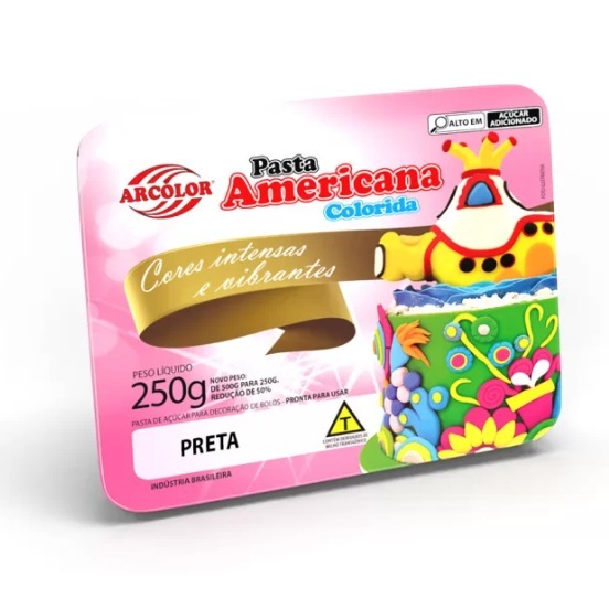 Pasta Americana Colorida Preta 250gr Extra Macia Arcolor