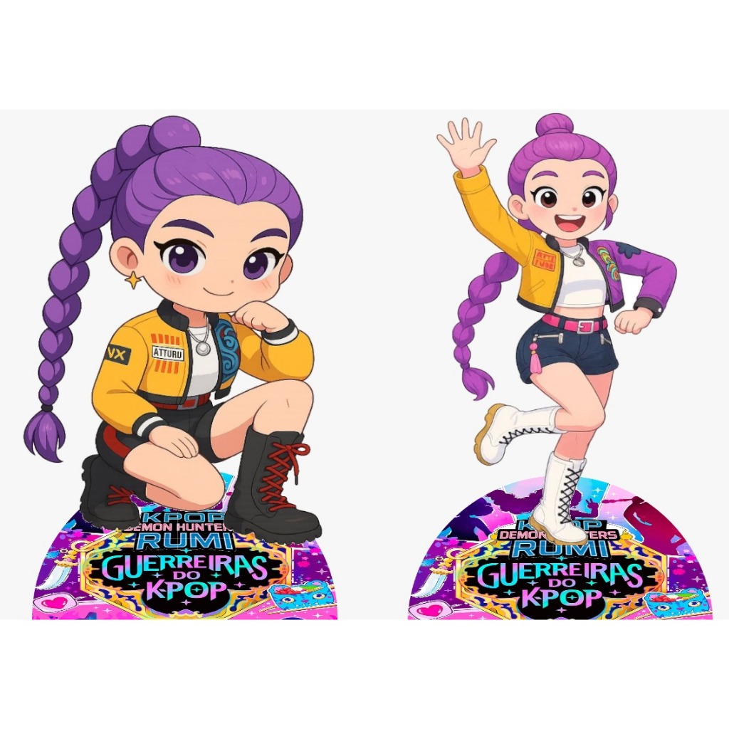 DECORAÇÃO DE FESTA RUMI DE GERREIRAS DO K POP KIT 4 DISPLAY DE 20 CM EM ...