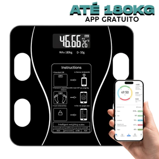 Balança Bioimpedância Medidora Corporal Bluetooth Digital Até 180 Kg