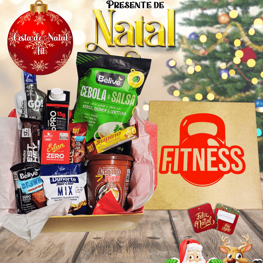 Cesta de Natal Fit - Fitness - Zero Açucar - Presente Natal Fit - Amigo ...