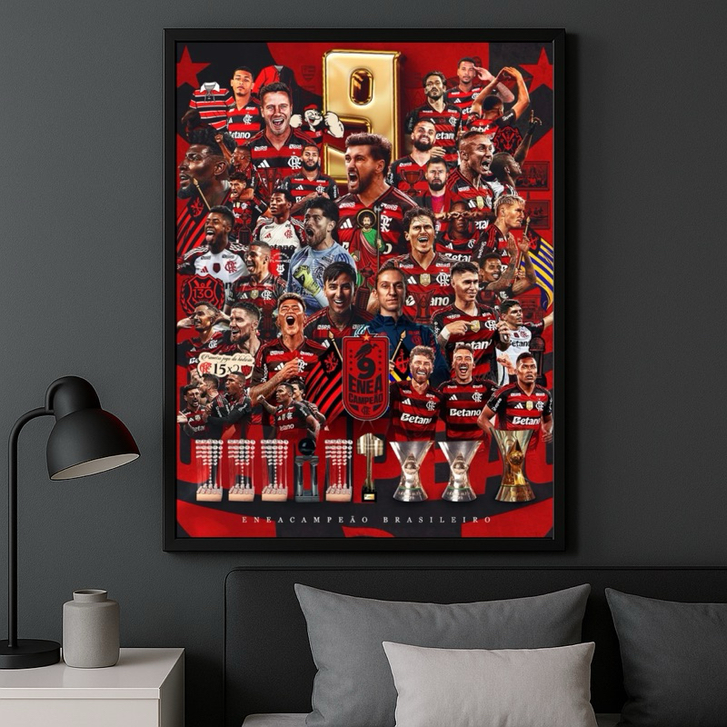 Quadro Flamengo Enea Campeão – Poster dos 9 Títulos Brasileiros
