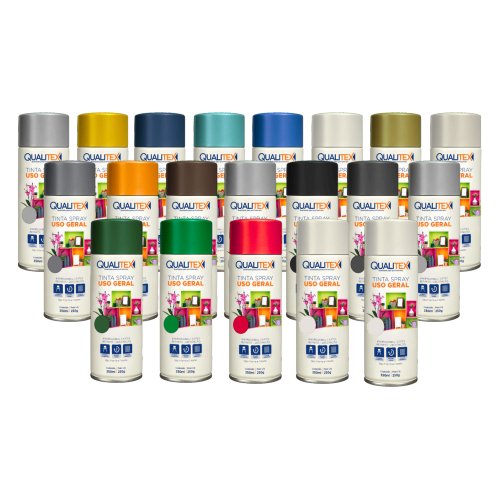 Tinta Spray Qualitex Supercolor uso geral 350ml todas as Cores | Shopee ...