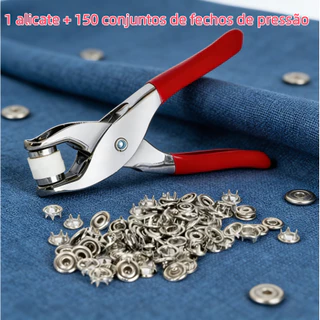 Alicate Aplicador Para Botao De Metal De Pressao Roupa Bebe com 150 botões de roupas em Oferta na Shopee