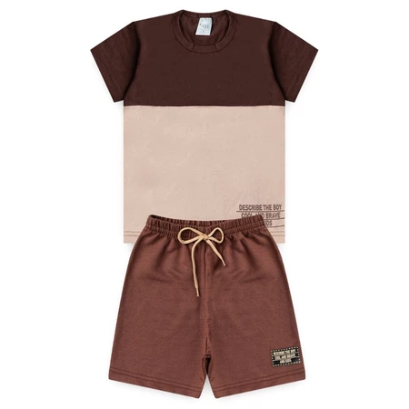 Conjunto infantil menino 2 peças bermuda e camiseta malha 100% algodão e moletinho