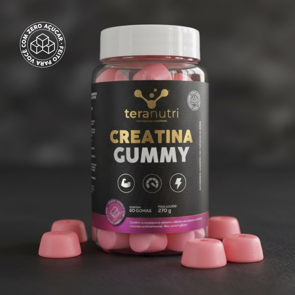 Creatina Gummy 60  Gomas Tera Nutri  Sabor Bubble Gum sem Açúcar