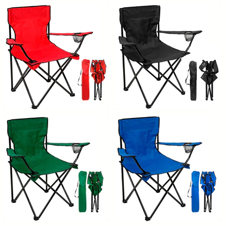 Cadeira de Camping Acampamento Dobrável Portátil em Aço C/ Bolsa