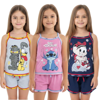 Baby Doll Infantil Alça / Short Doll de Menina em Oferta na Shopee