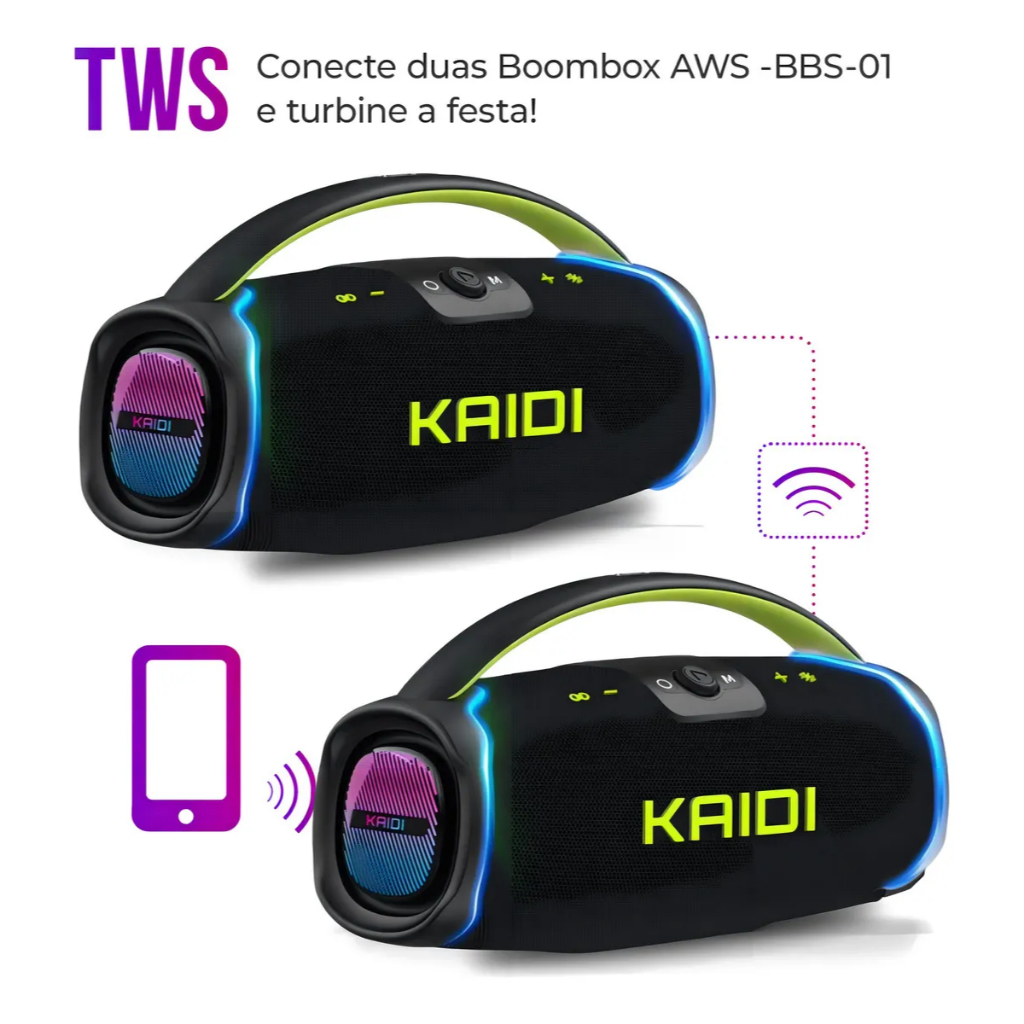 Caixa De Som Potente 300w Potente BOOMBOX Bluetooth Grave Ipx6 KD