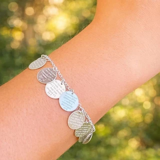 Pulseira de Prata Salmos 91 Completo Medalha Prata 925