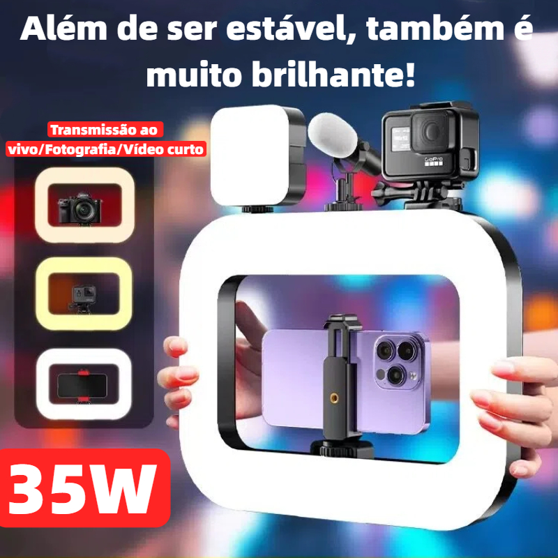 Ring Light Profissional 3000mAh – Ring Light Celular com Tripé Ring Light 35W LAY-R200
