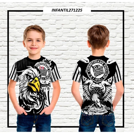 Camiseta Infantil Corinthians Águia em tecido Dryfit
