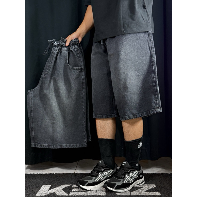 パンツ DK LEATHER BAGGY JORT / BLACK Bermuda Jeans Baggy Black Jorts | Shopee Brasil