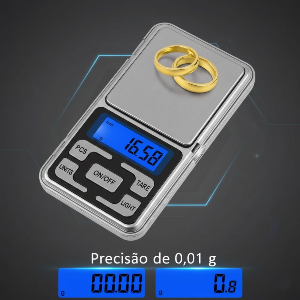Mini Balança Digital de Precisão 0.1g / 500g | Balança de Bolso ...