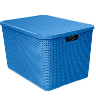 Caixa Organizadora Rattan com Tampa Azul 40 Litros - Toy 25600 em Oferta na Shopee