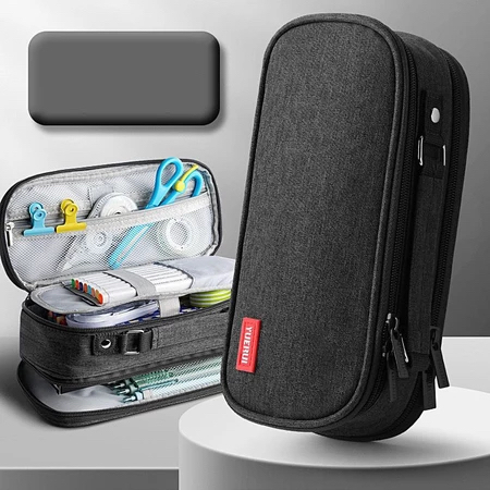 Estojo Escolar Juvenil Box Com Alça bem garnde- Com 5 Divisória