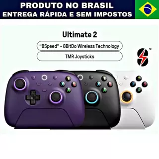 Controle 8Bitdo Ultimate 2 TMR, 1000 Hz, HALL EFFECT, Com Dock de carregamento, RGB, PC, Switch 1/2