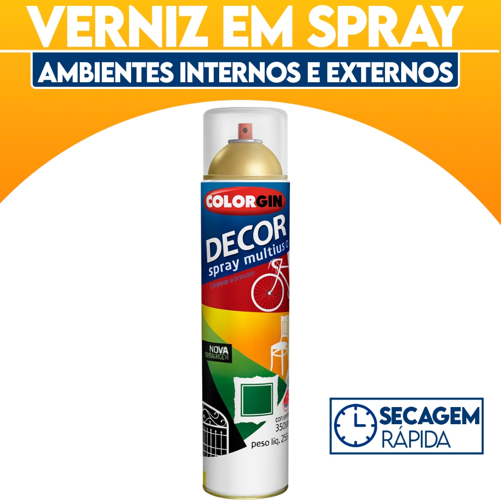 Verniz Spray Colorgin Decor Multiuso 360ml 235g | Shopee Brasil