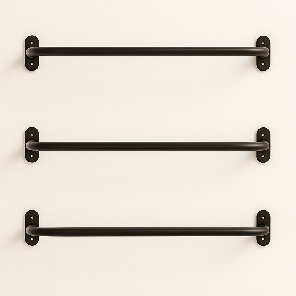 3 peças Arara Suporte de Roupas Cabideiro 70cm Reforçado - closet/Loja/Parede - PRETO