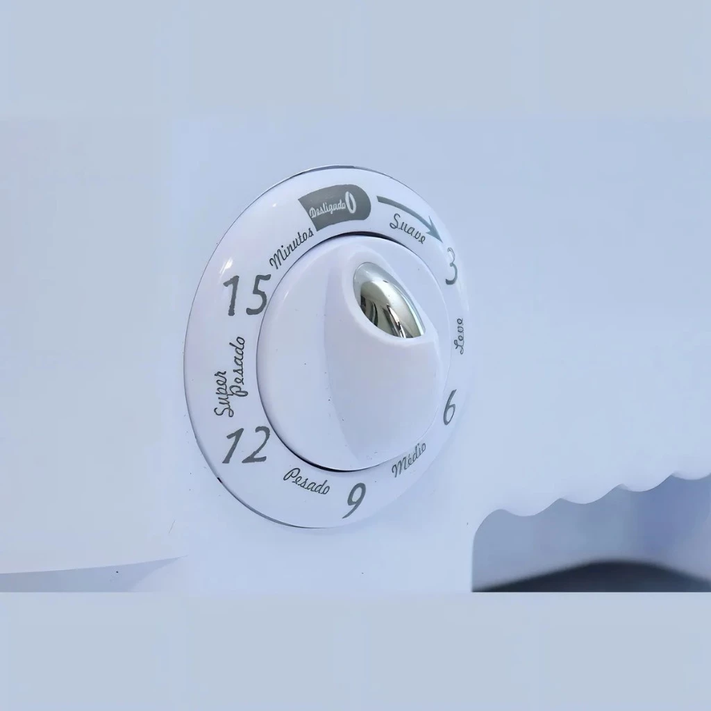 Botão seletor de tempo e ciclos da lavadora