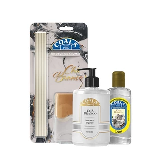 Kit Compacto  Coala -1 Difusor de Aromas + 1 Limpador Concentrado de Ambientes 120ml + 1 Sabonete  500ml - Chá Branco em Oferta na Shopee