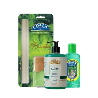 Kit Compacto  Coala  - 1 Difusor de Aromas + 1 Limpador Concentrado de Ambientes 120ml + 1 Sabonete  500ml - Bambu em Oferta na Shopee