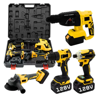 Kit 4em1 Ferramentas Martelete Esmerilhadeira Lixadeira Parafusadeira Chave Impacto 2 Baterias 128v em Oferta na Shopee