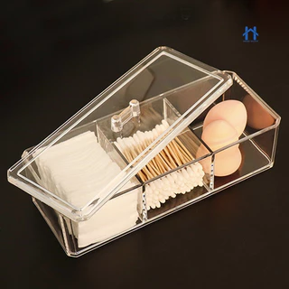 Caixa em Acrílico organizador com 3 Divisórias e Tampa Transparente para Maquiagens e Jóias em Oferta na Shopee