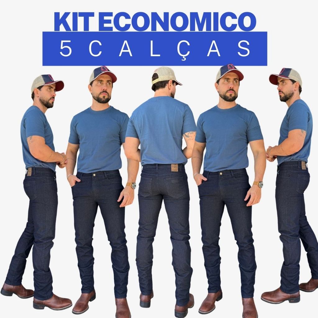 Kit 5 Calas Jeans Masculina Para Trabalho - Passeio Resistente e Confortvfel Com Elastano Premium