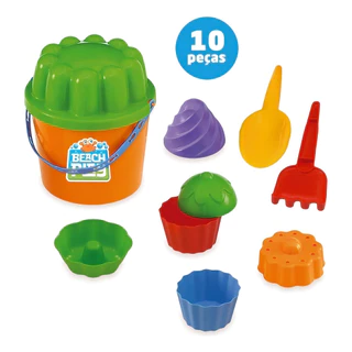 Kit Baldinho Balde De Praia Com 9 Acessórios Areia Beach Play Verão Criança Rastelinho e Pazinha em Oferta na Shopee