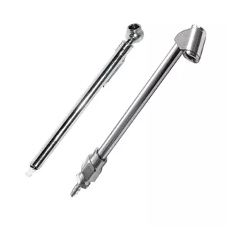 Calibrador De Pneu E Bico Duplo Encher Pneu Tipo Lápis Inox