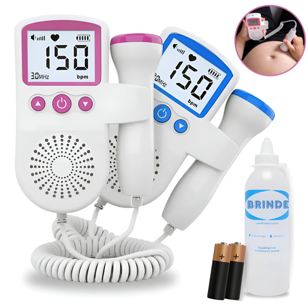 Fetal Doppler Ultrassom Monitoramento Ouvir Batimentos Bebe + Gel +...