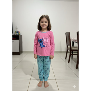 Pijama Longo Infantil Stitch Pijama Manga Longa Confortável Estampado Inverno em Oferta na Shopee
