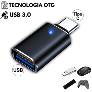 Adaptador Conversor OTG Premium Tipo C para USB 3.0 com LED Conector USB Fêmea TIpo C Macho Transfer