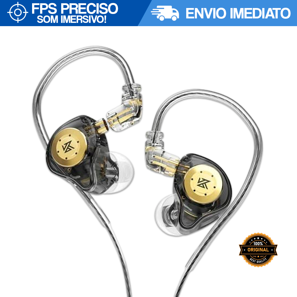 Fone de Ouvido KZ EDX PRO Gamer – Grave Explosivo, Alta Performance FPS e Som Imersivo