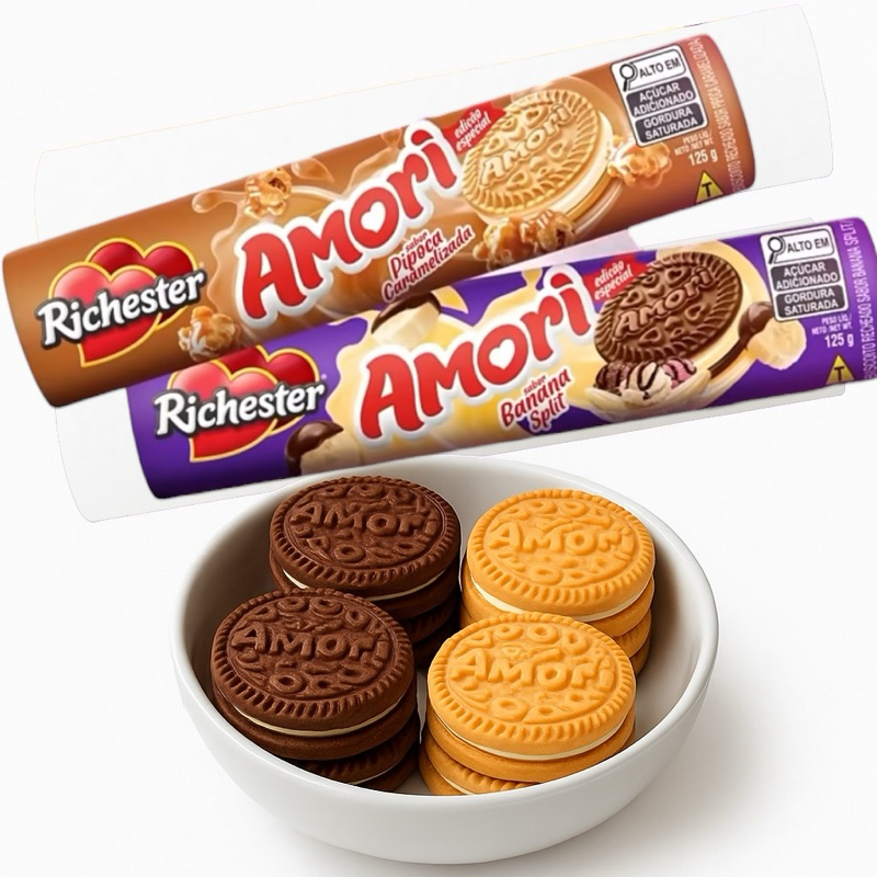 Kit 12 Biscoito Recheado Amori – Pipoca Caramelizada & Banana Split ...