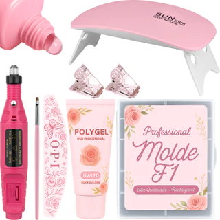 Kit Alongamento Poligel Polygel + Lixadeira Caneta + Molde F1 + Lixa + Cabine De Unha Poly Gel em Oferta na Shopee