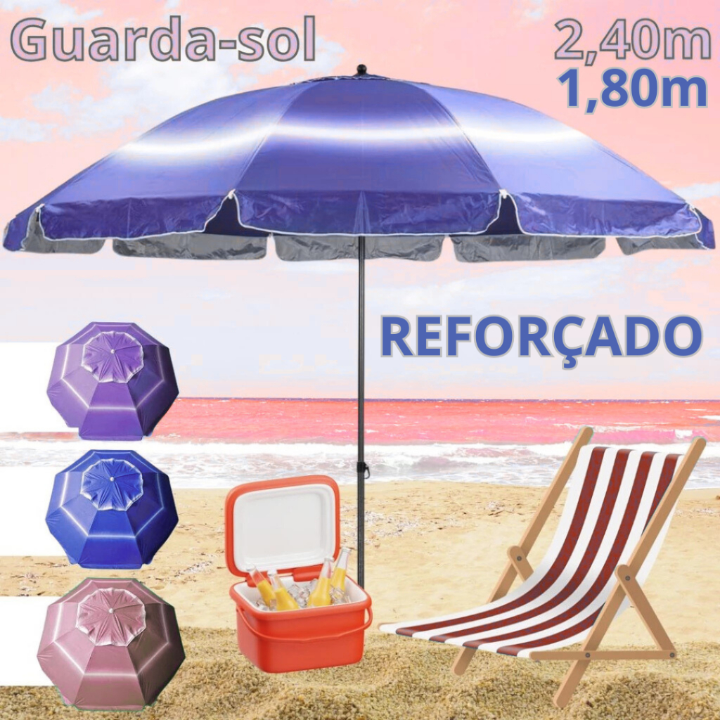 Guarda Sol Grande Praia Pesca 2,40 / 1,80 Reforçado Articulado Alta ...